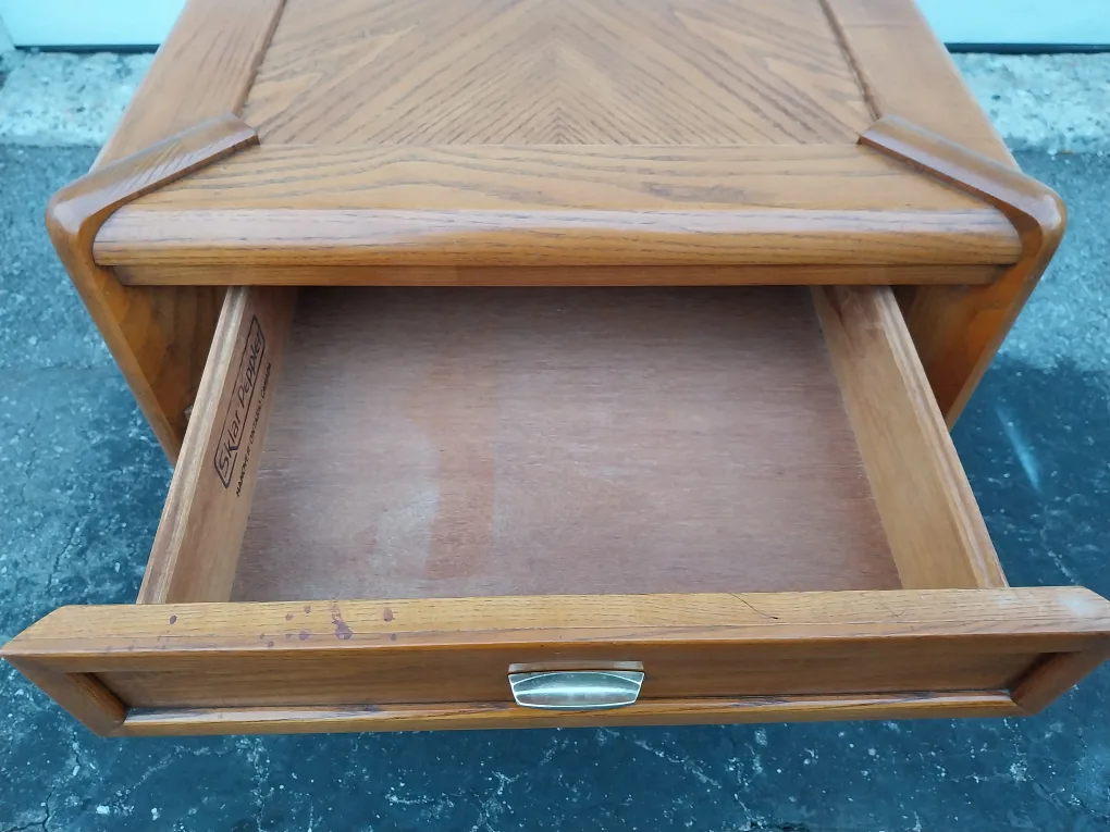 Sklar Peppler Oak Wood End Table with Cane Webbing image indicator(3)