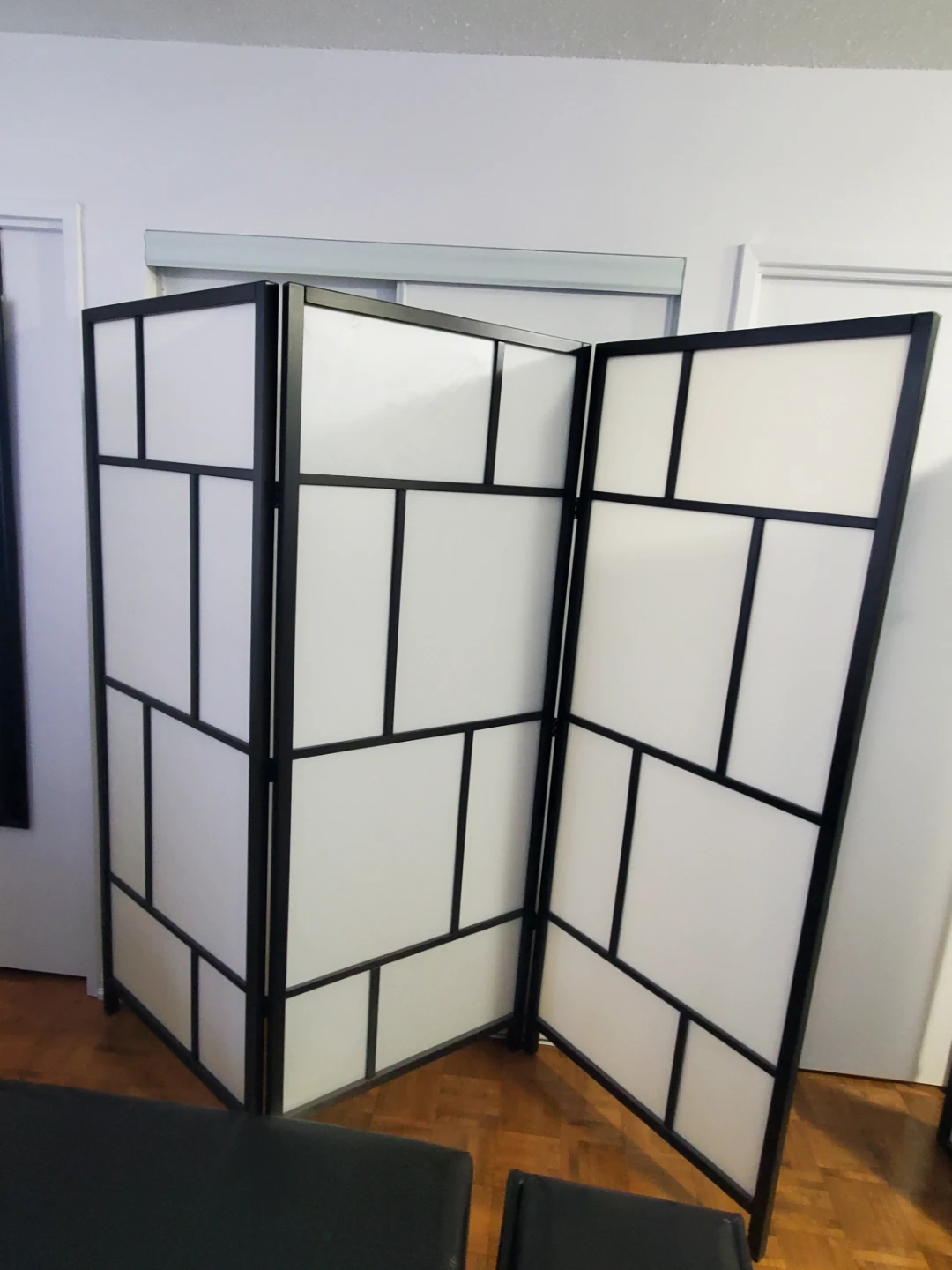 Folding Room Divider Screen - Black Frame