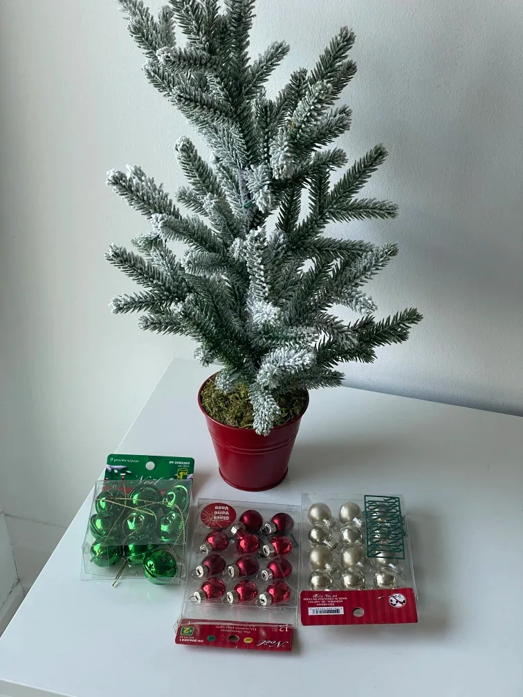 Mini festive tree with ornaments