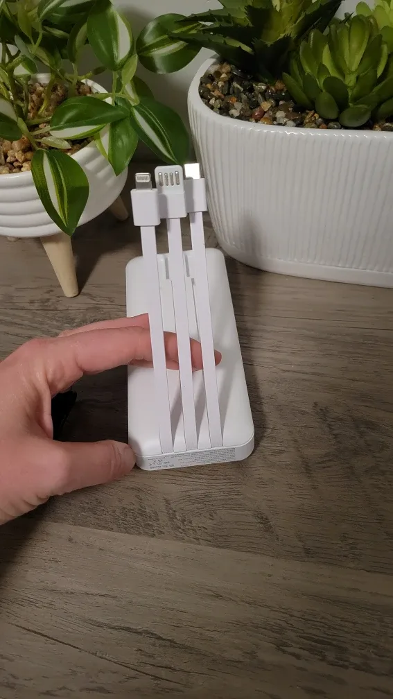 White Portable Power Bank with Cables - Brand New - #Cleanout image indicator(2)