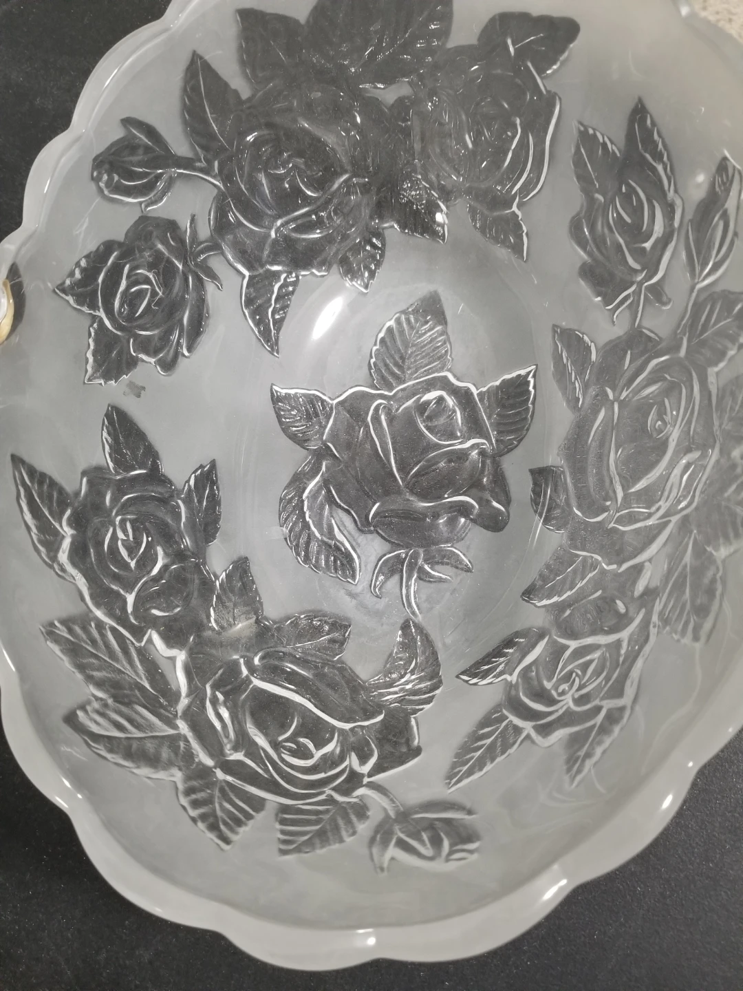 Floral Frosted Glass Basket Bowl