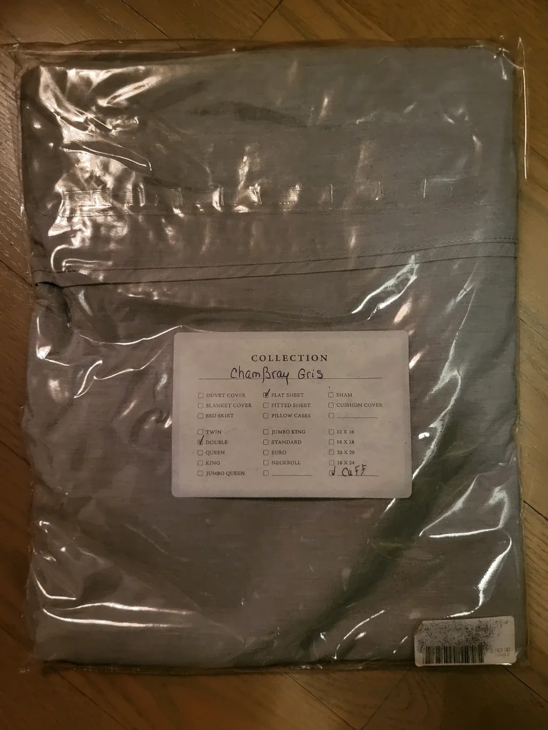 Au Lit Fine Linens Chambray Gris Flat Sheet #Cleanout image indicator(2)