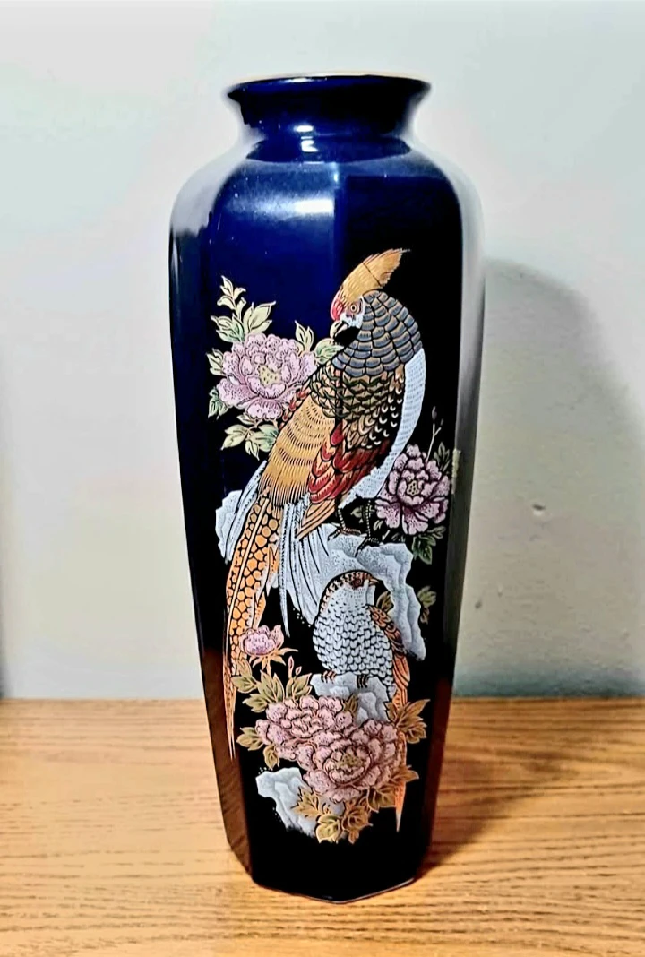 Vtg Pair of Pheasants Porcelain Vases - photo 5