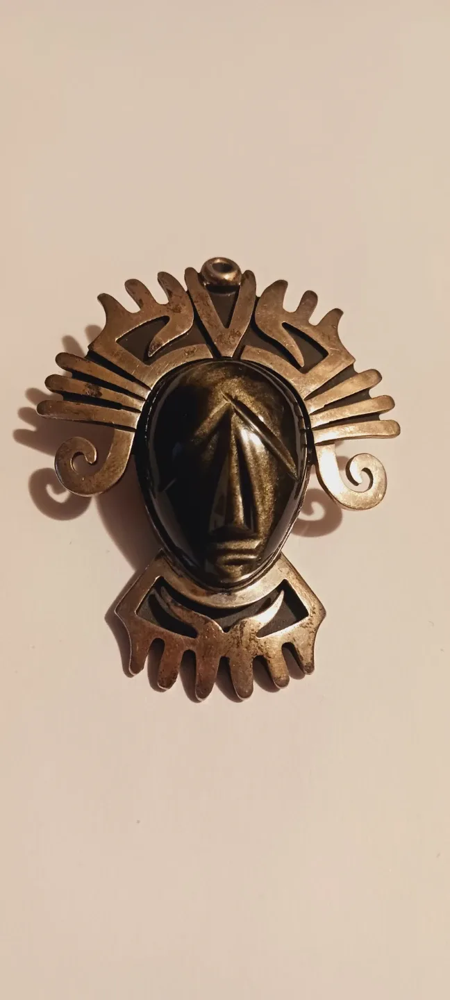 Taxco Mexico Sterling Silver 925 Aztec Mayan Warrior Brooch