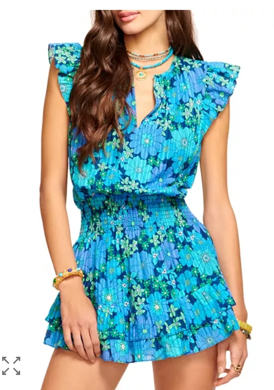 Ramy Brook Ruffled Mini Dress Blue Floral - photo 2