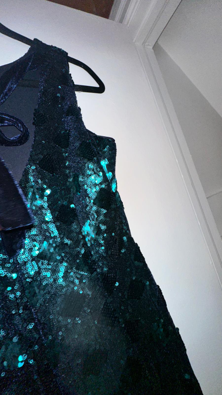 Sequin Sleeveless Dress - Green & Black - photo 5