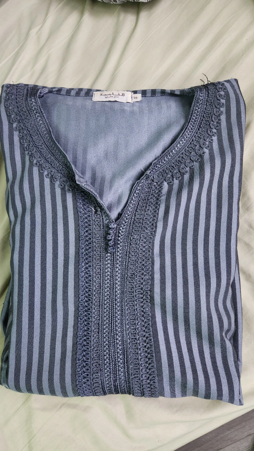 Light Blue Striped Morrocan Thobe