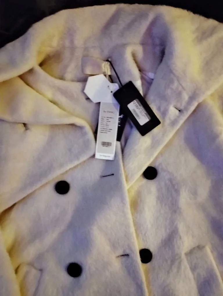 New By Fang White Wool Blend Coat Size 38 image indicator(2)