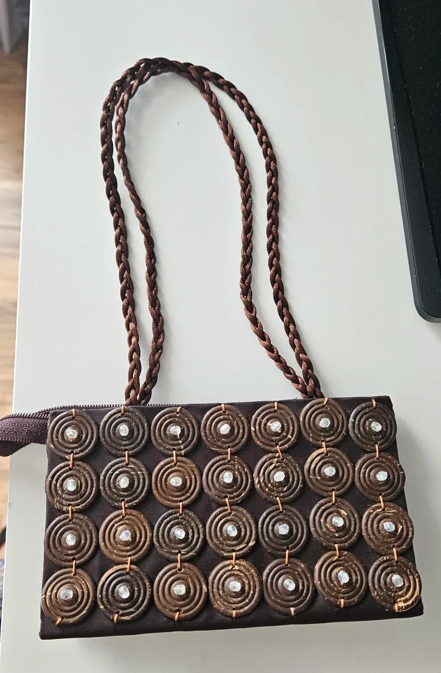 Brown Beaded Clutch Purse image indicator(2)