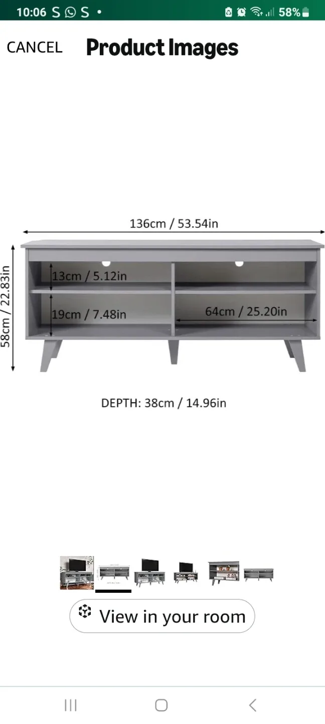 Gray TV stand with 4 shelves image indicator(2)