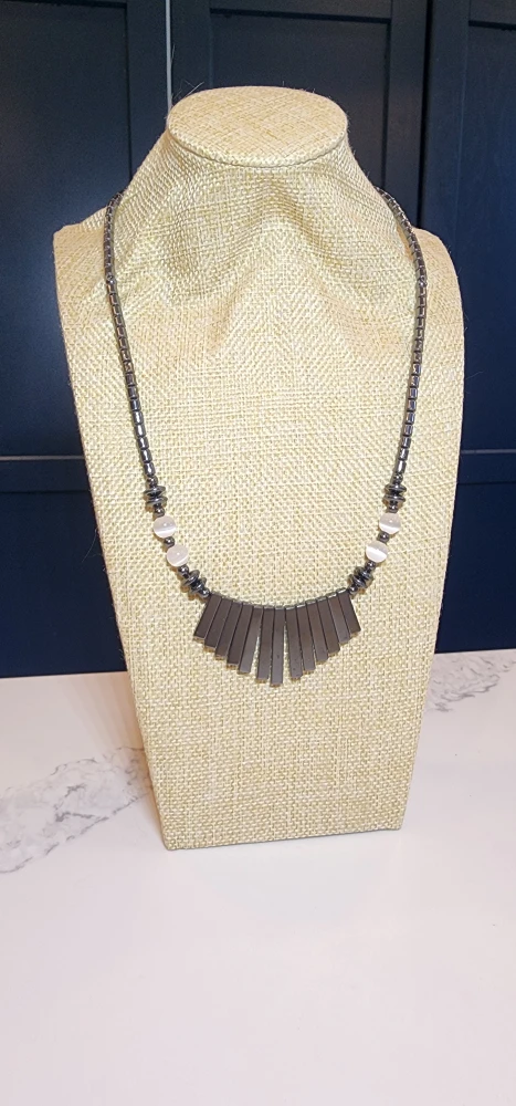 Vintage 1980’s Hematite Stone Fringe Necklace - photo 3