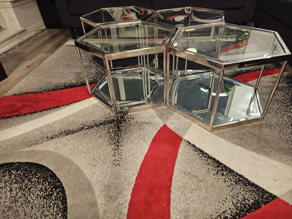 Hexagonal Mirrored Accent Tables - Set of 4 - photo 3