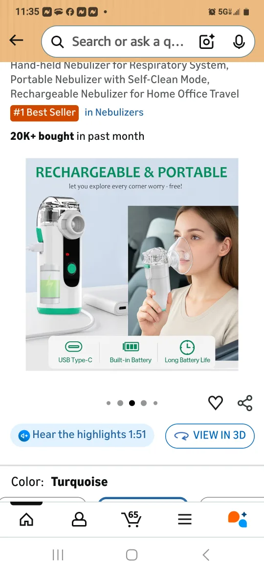 Bouldon Hand-held Nebulizer - Turquoise image indicator(3)