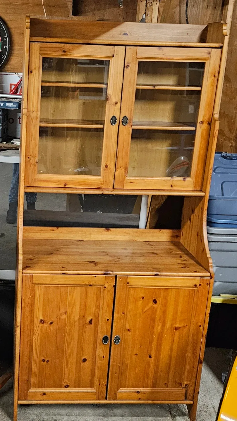 Wooden Display Cabinet with Glass Doors
