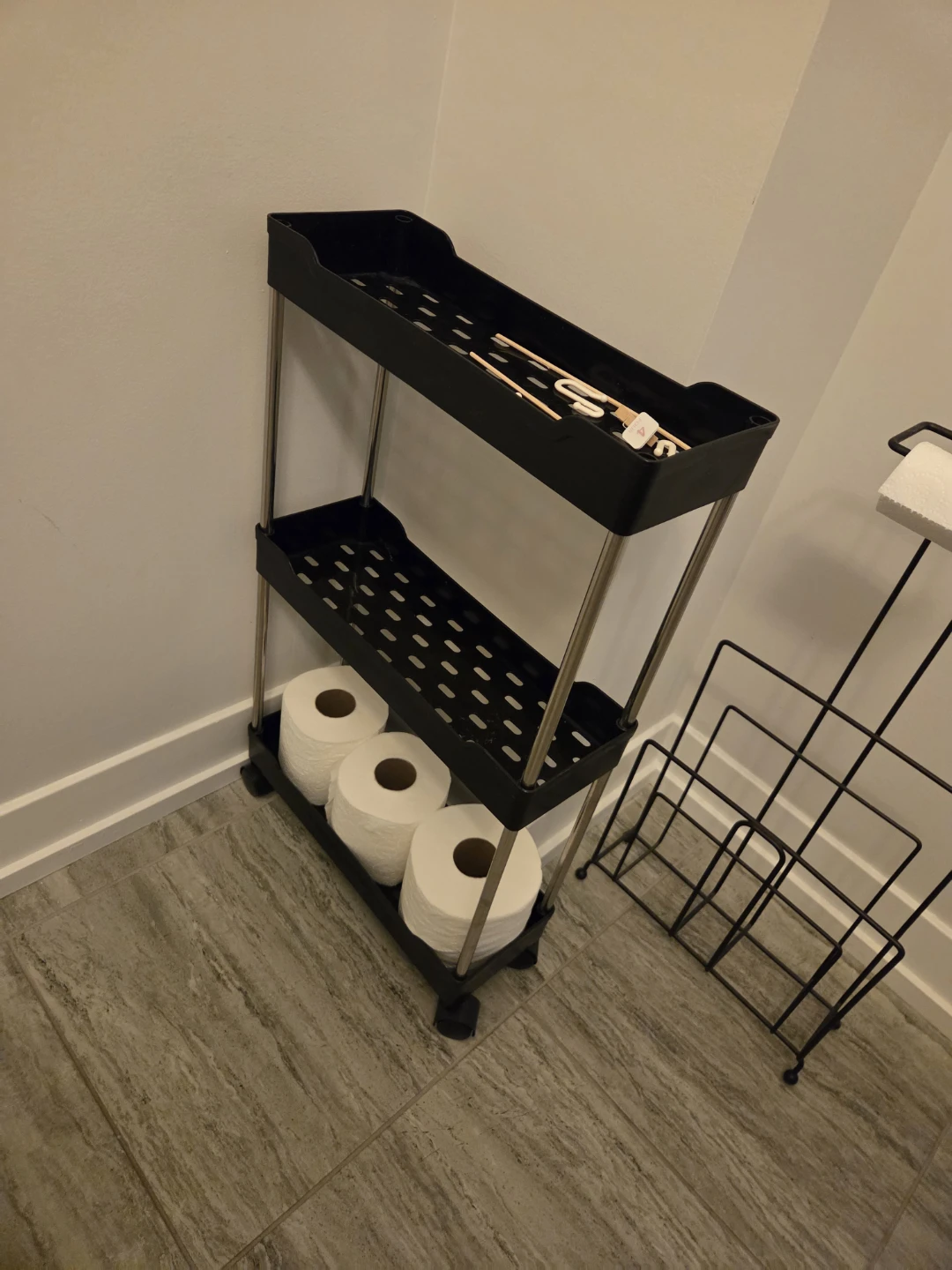Black 3-Tier Rolling Storage Cart