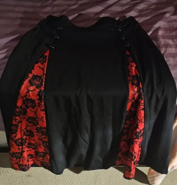 Black & Red Lace Trim Skirt