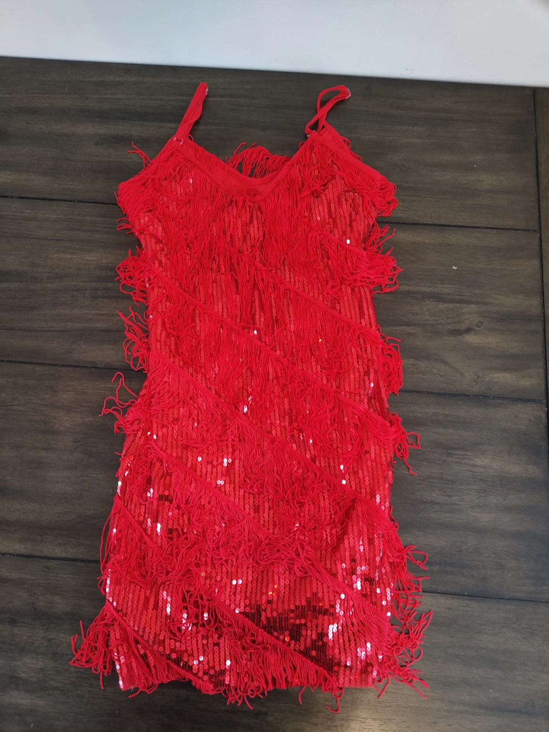 Small Red Sequin Fringe Dress flapper style