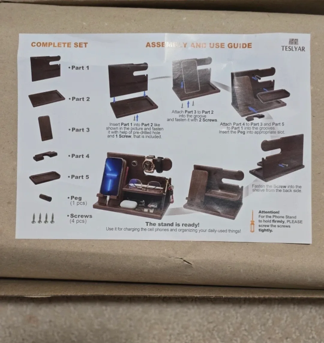 TESLYAR Wood Phone Docking Station - New in Box!