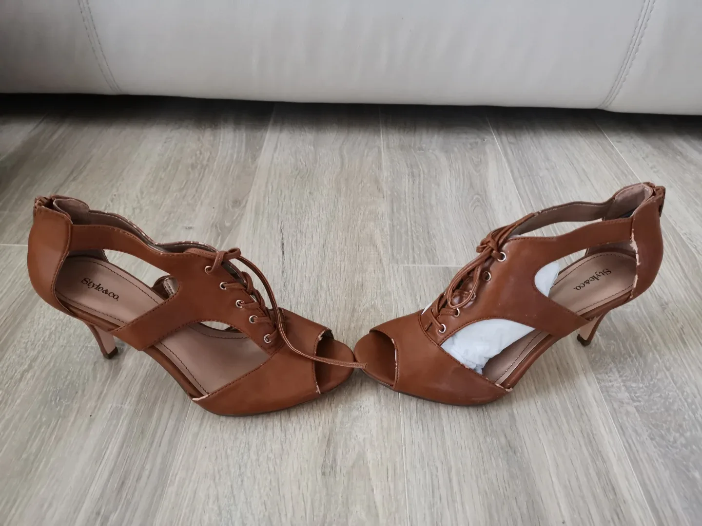 Style&co Brown Lace-Up Heels - Size 7M image indicator(4)