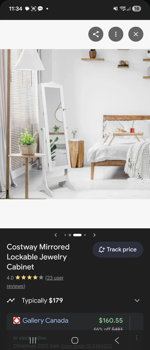 Costway Mirrored Lockable Jewelry Cabinet - photo 5