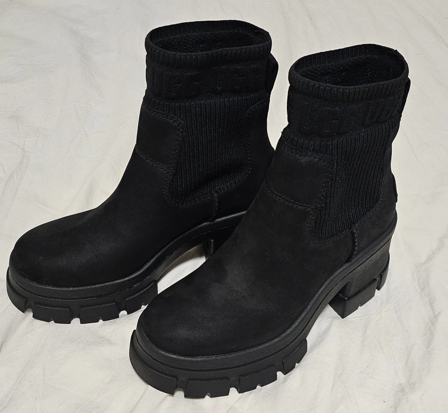 UGG Black Leather Platform Boots - Size 7