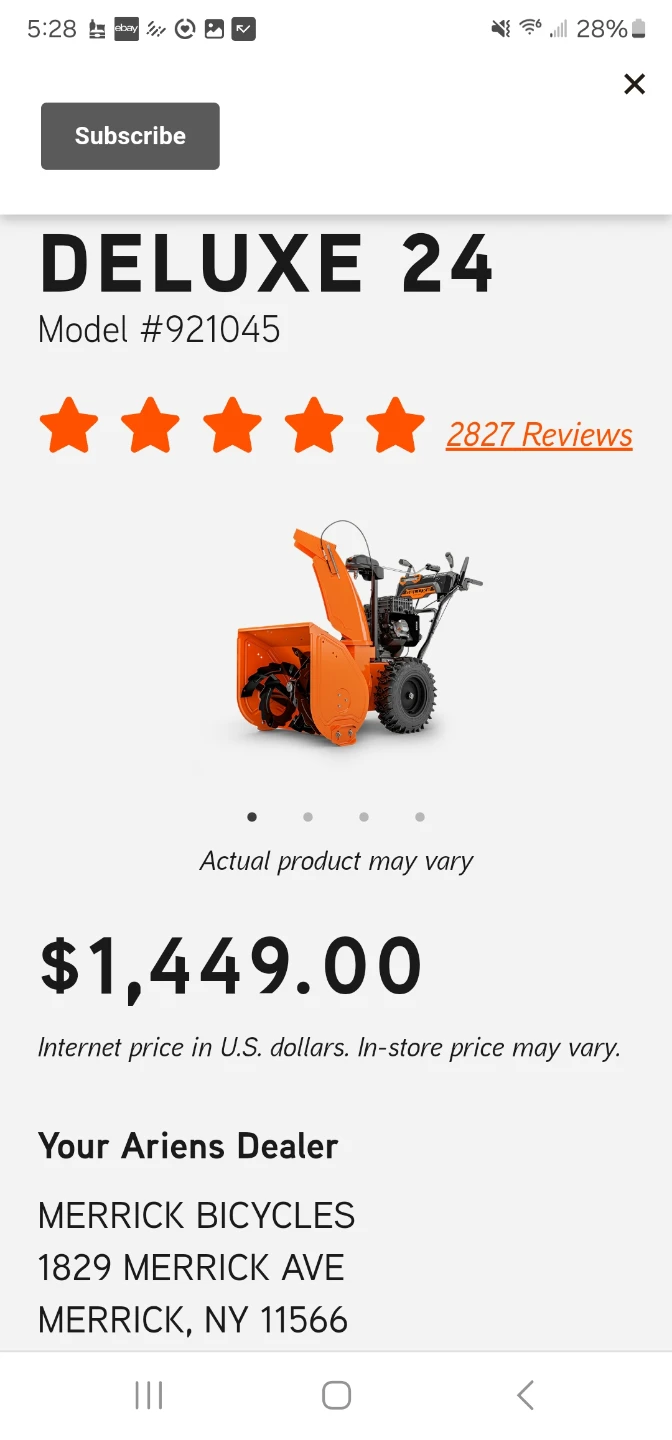 Ariens Deluxe Snow Blower - 24" Width - photo 2