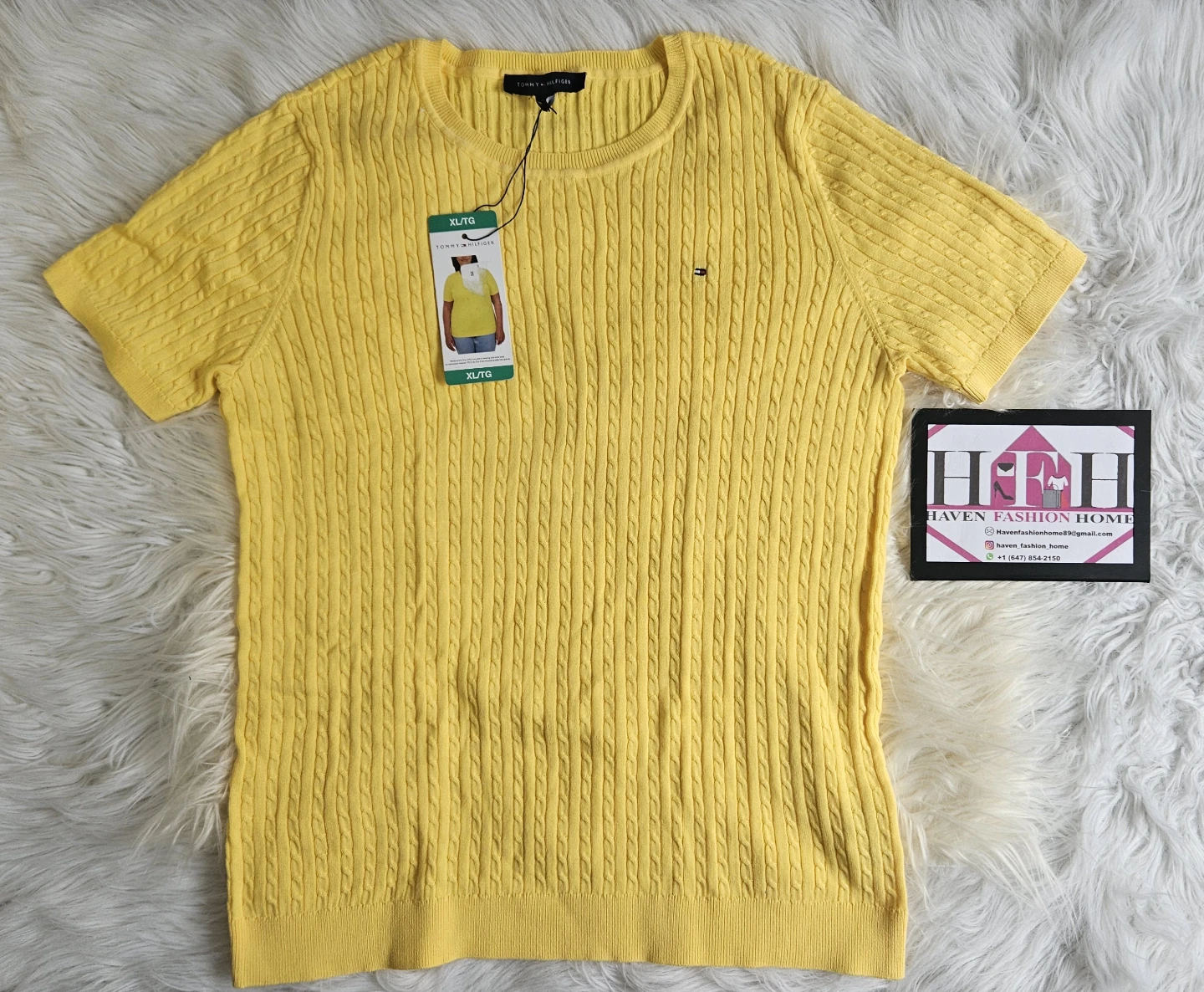 Tommy Hilfiger Yellow Knit Top - XL/TG