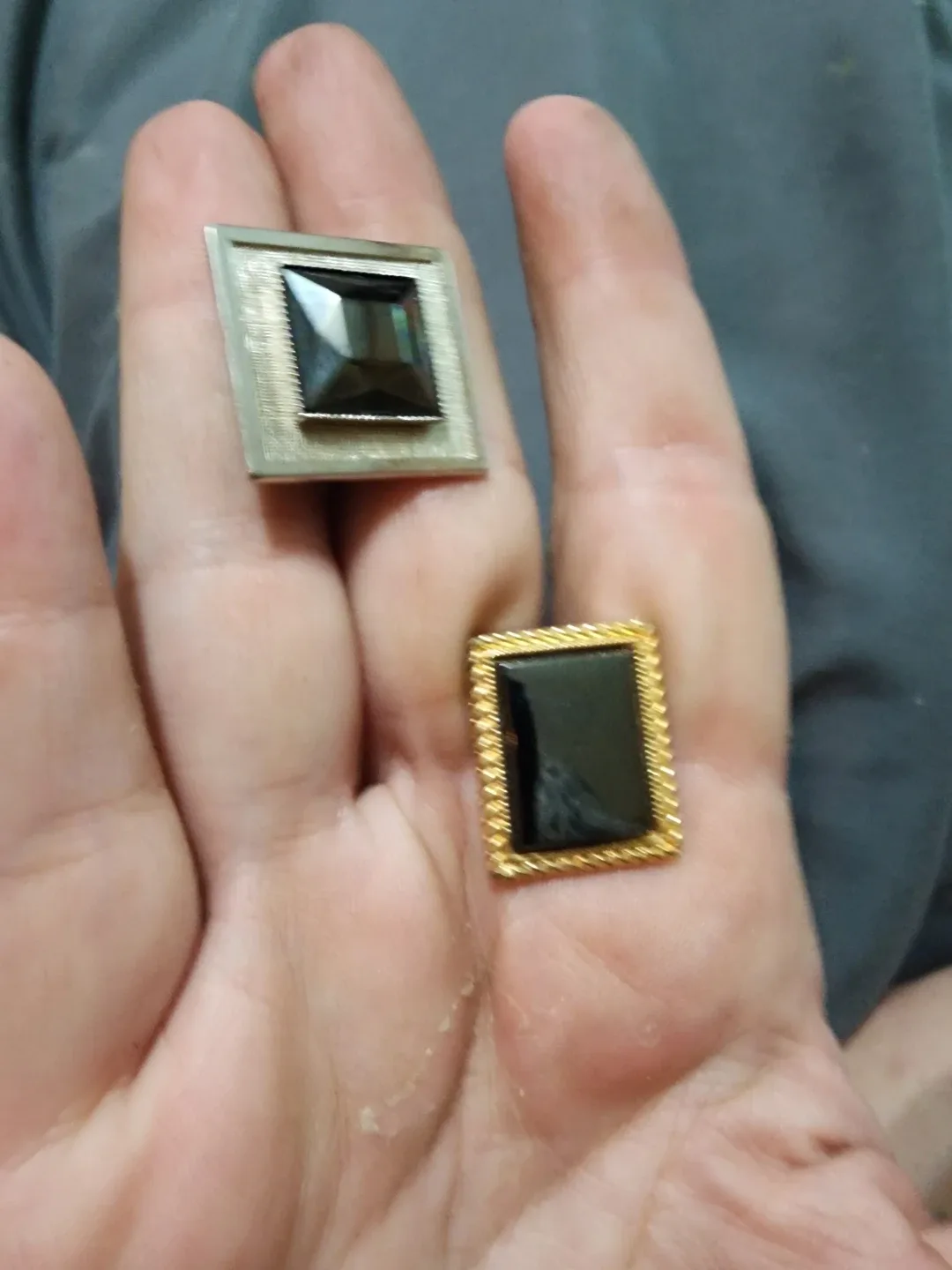 Vintage Cufflinks - Black Stone