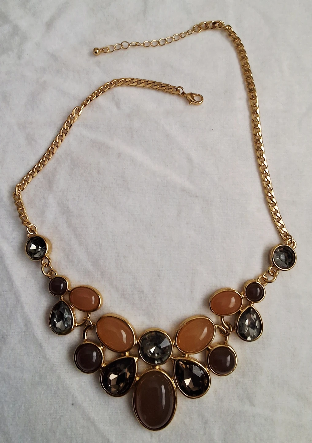 Statement Necklace - Gold Tone with Gemstones (new)