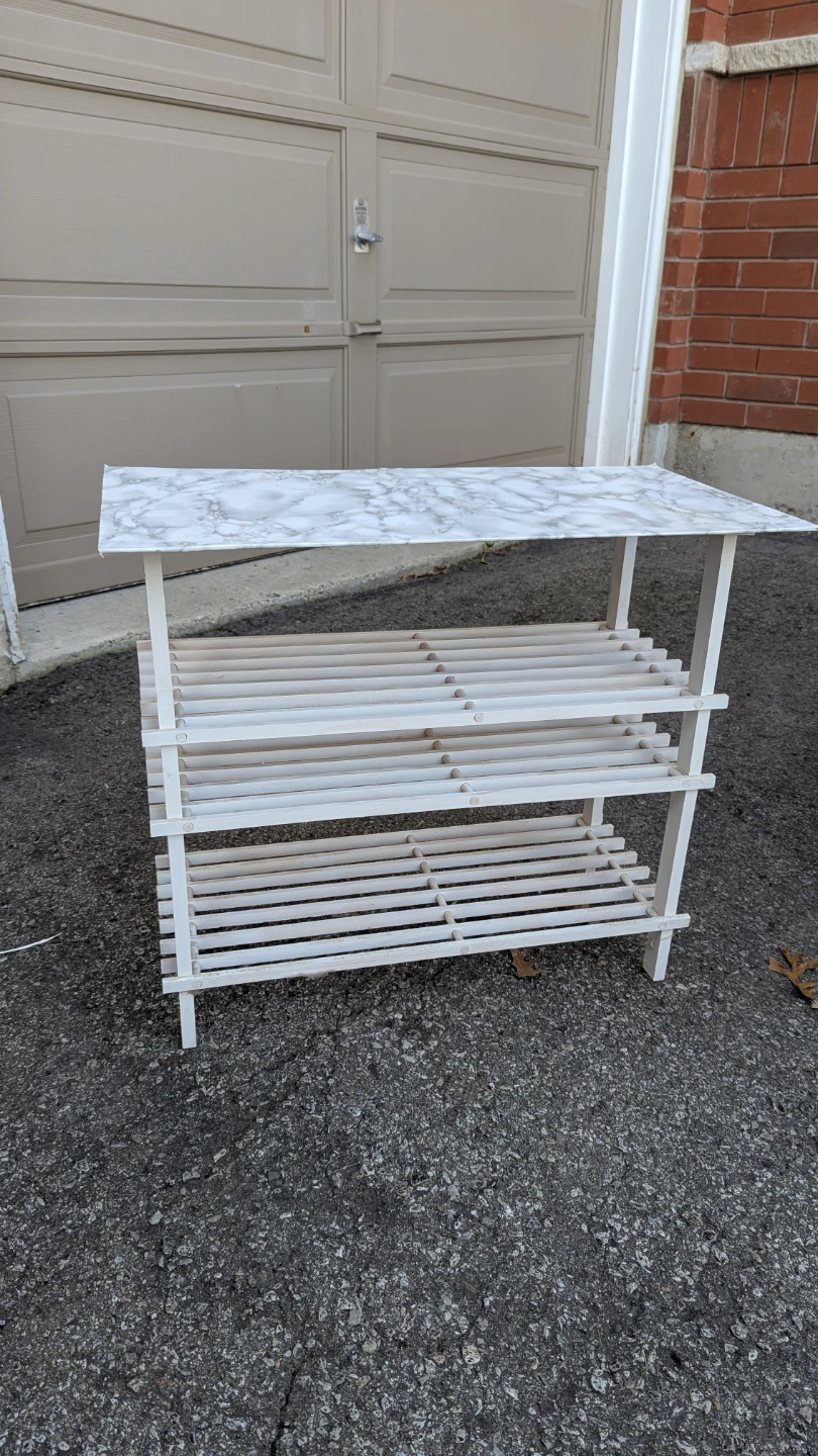White Shoe Rack with Fake Marble Top