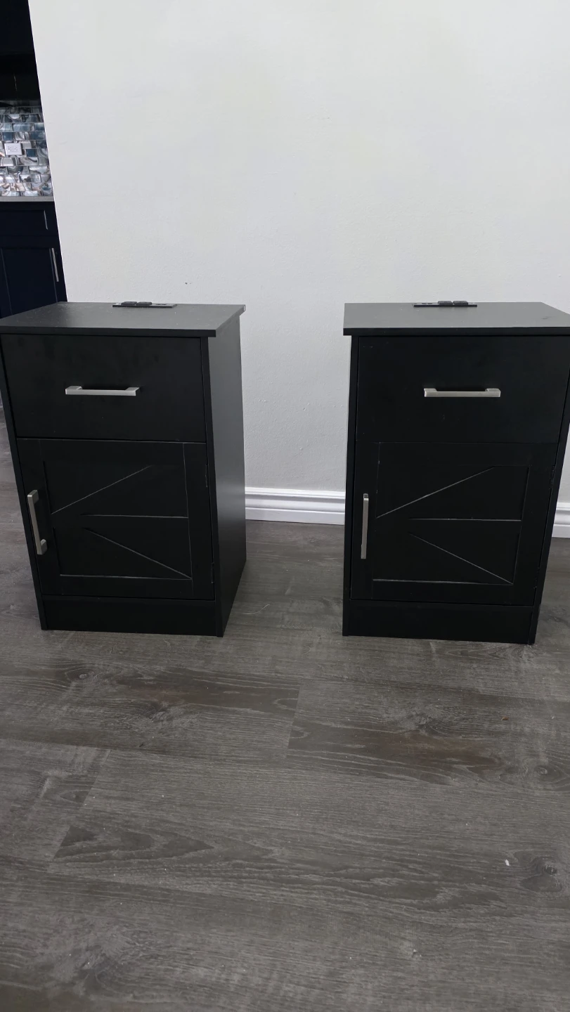 Black Nightstand with USB Ports