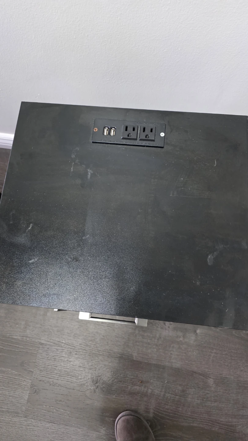 Black Nightstand with USB Ports - photo 2