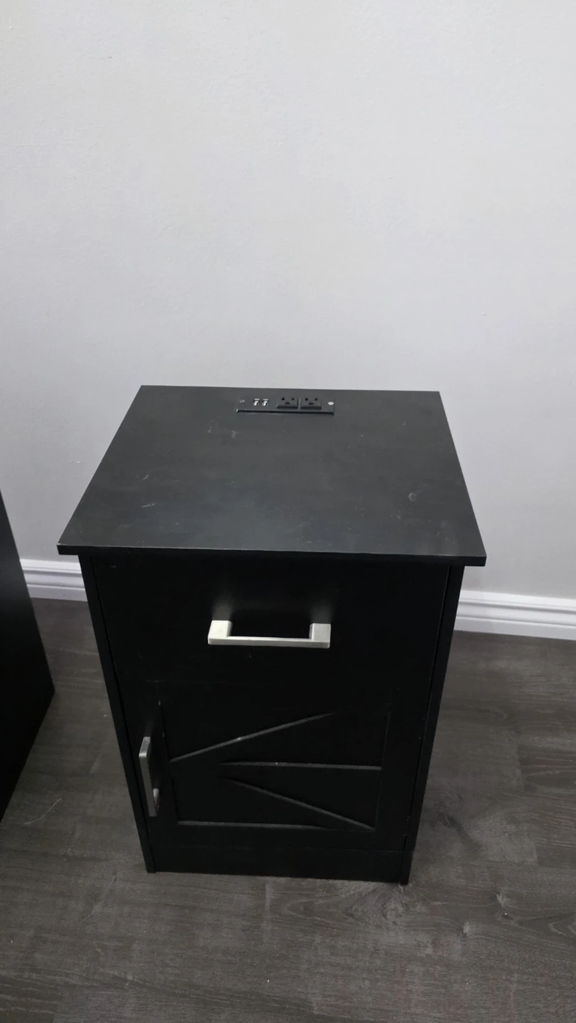 Black Nightstand with USB Ports - photo 3