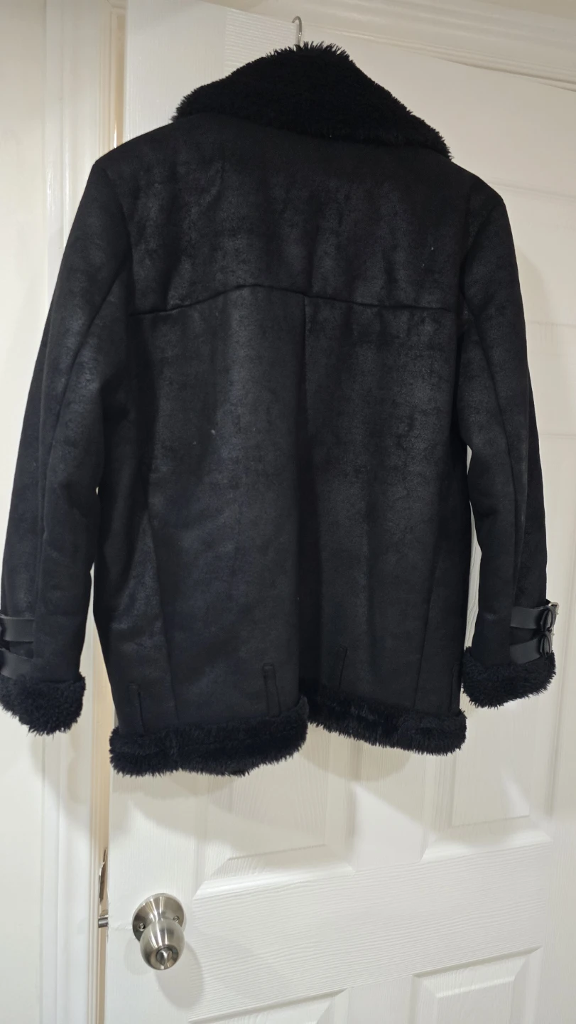 Black Faux Shearling Biker Jacket - photo 2