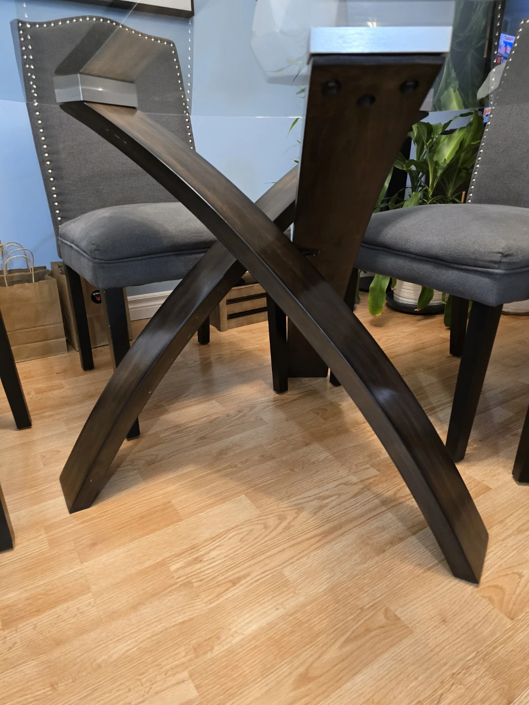 Glass Top Dining Table with 4 Grey Chairs - photo 4