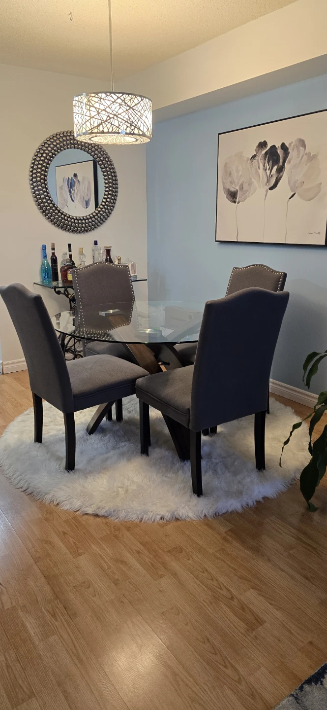 Glass Top Dining Table with 4 Grey Chairs - photo 2
