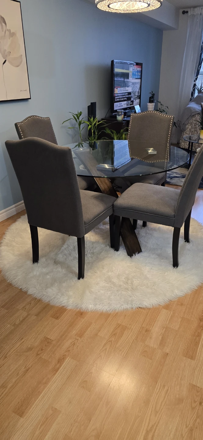 Glass Top Dining Table with 4 Grey Chairs - photo 3