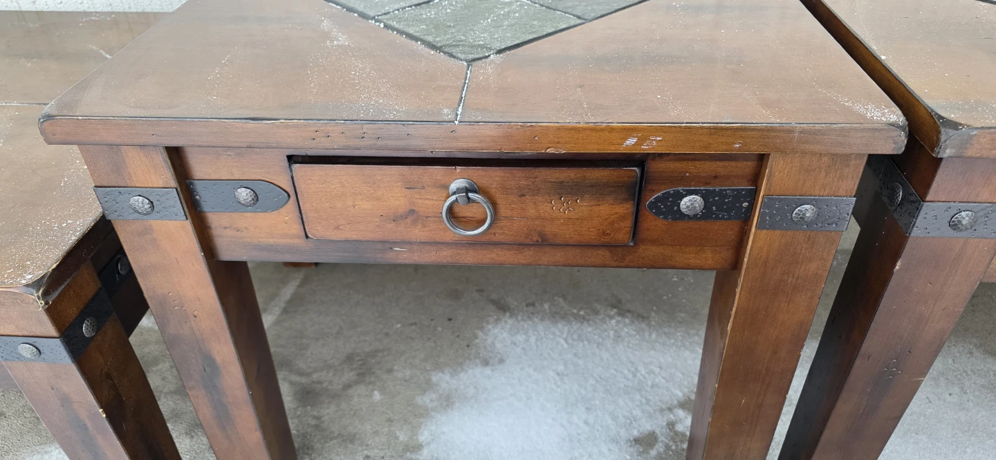 Set: Rustic coffee table and 2 side tables - photo 4