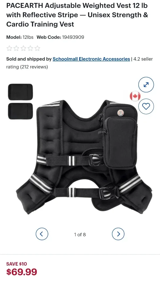 PACEARTH Adjustable Weighted Vest 12lb - NEW