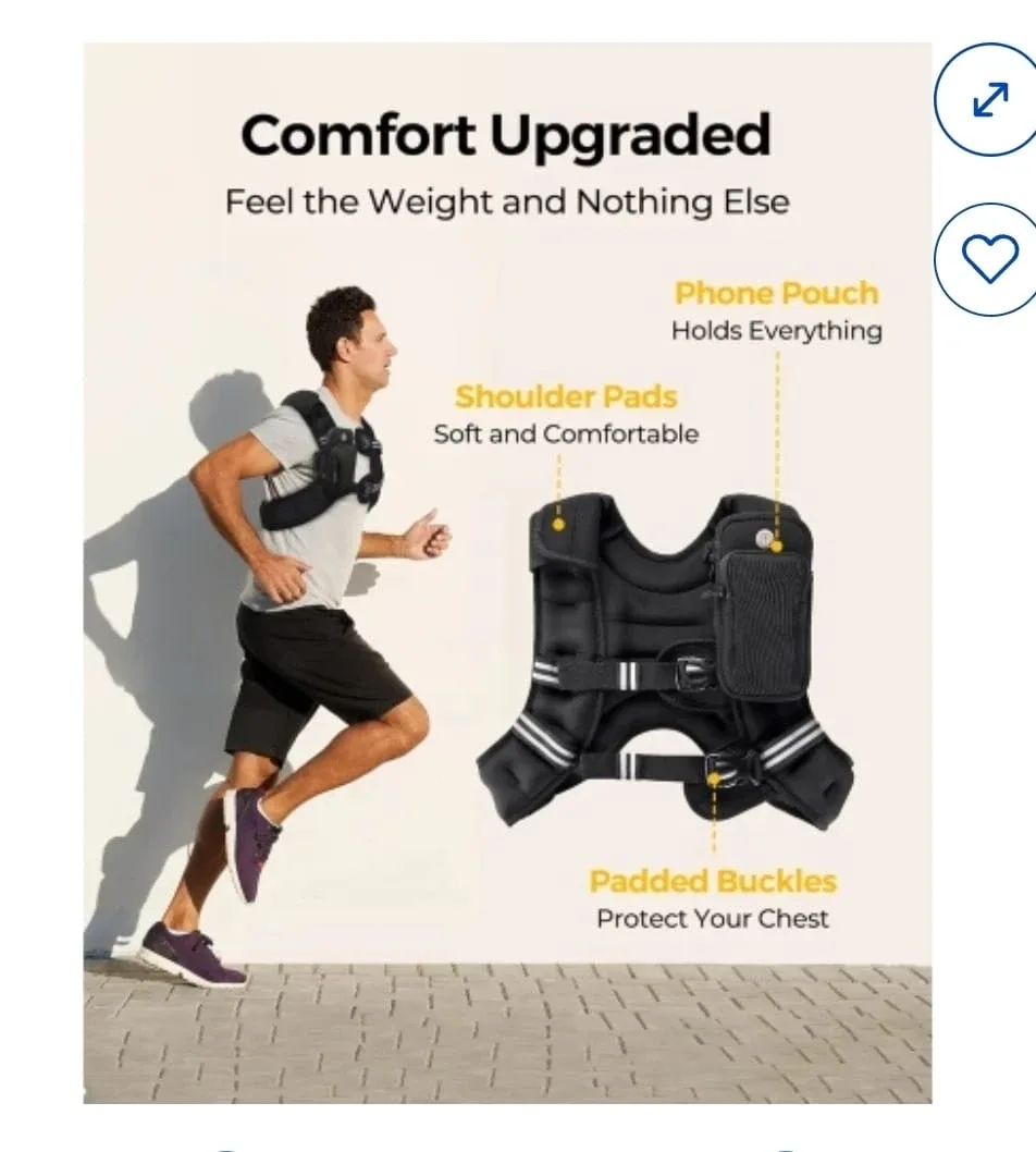 PACEARTH Adjustable Weighted Vest 12lb - NEW image indicator(2)