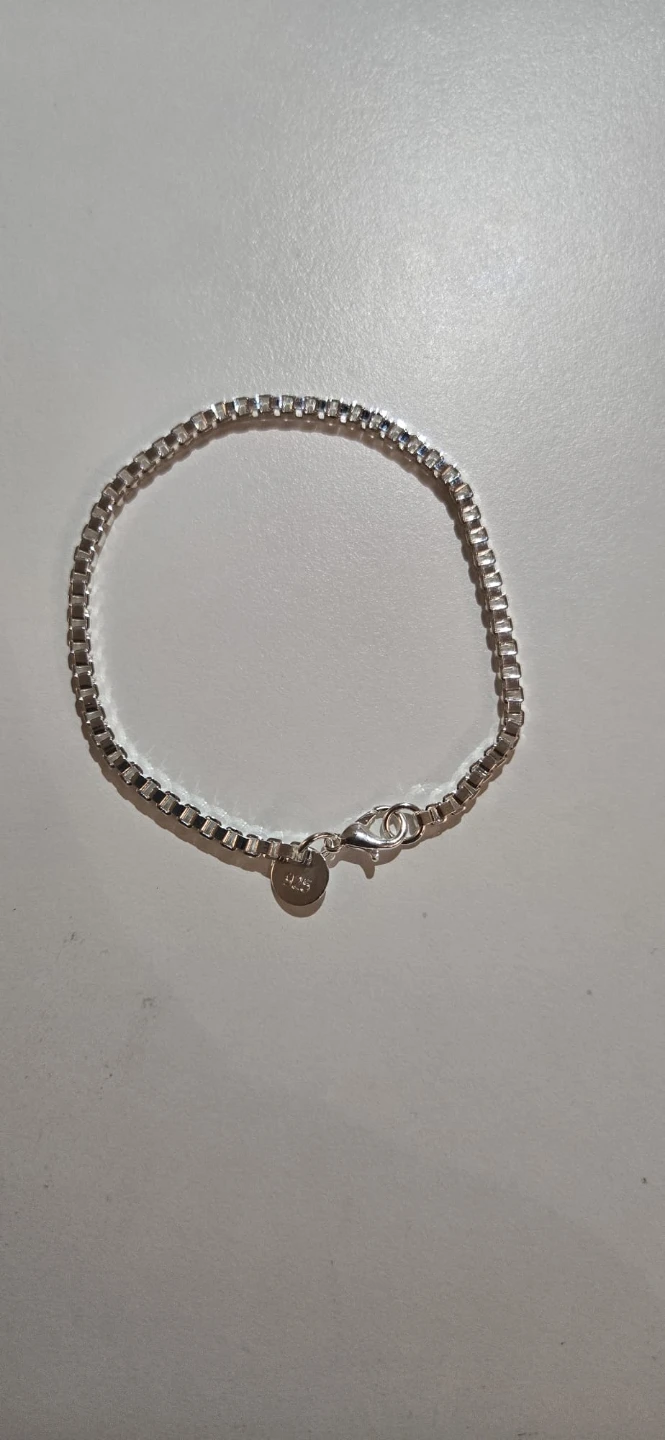 925 Sterling Silver plated Box Chain Bracelet (Unisex)