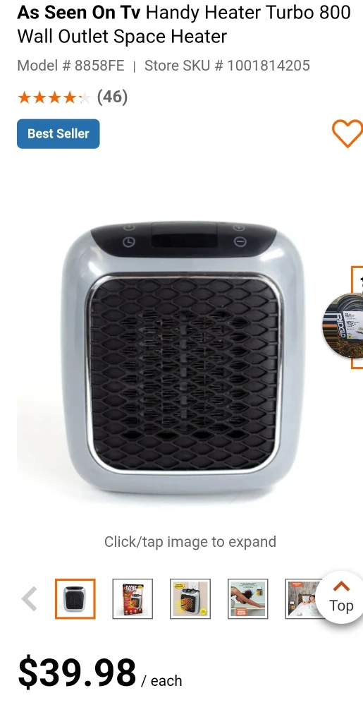 Handy Heater Turbo 800 Wall Outlet Space Heater - photo 3