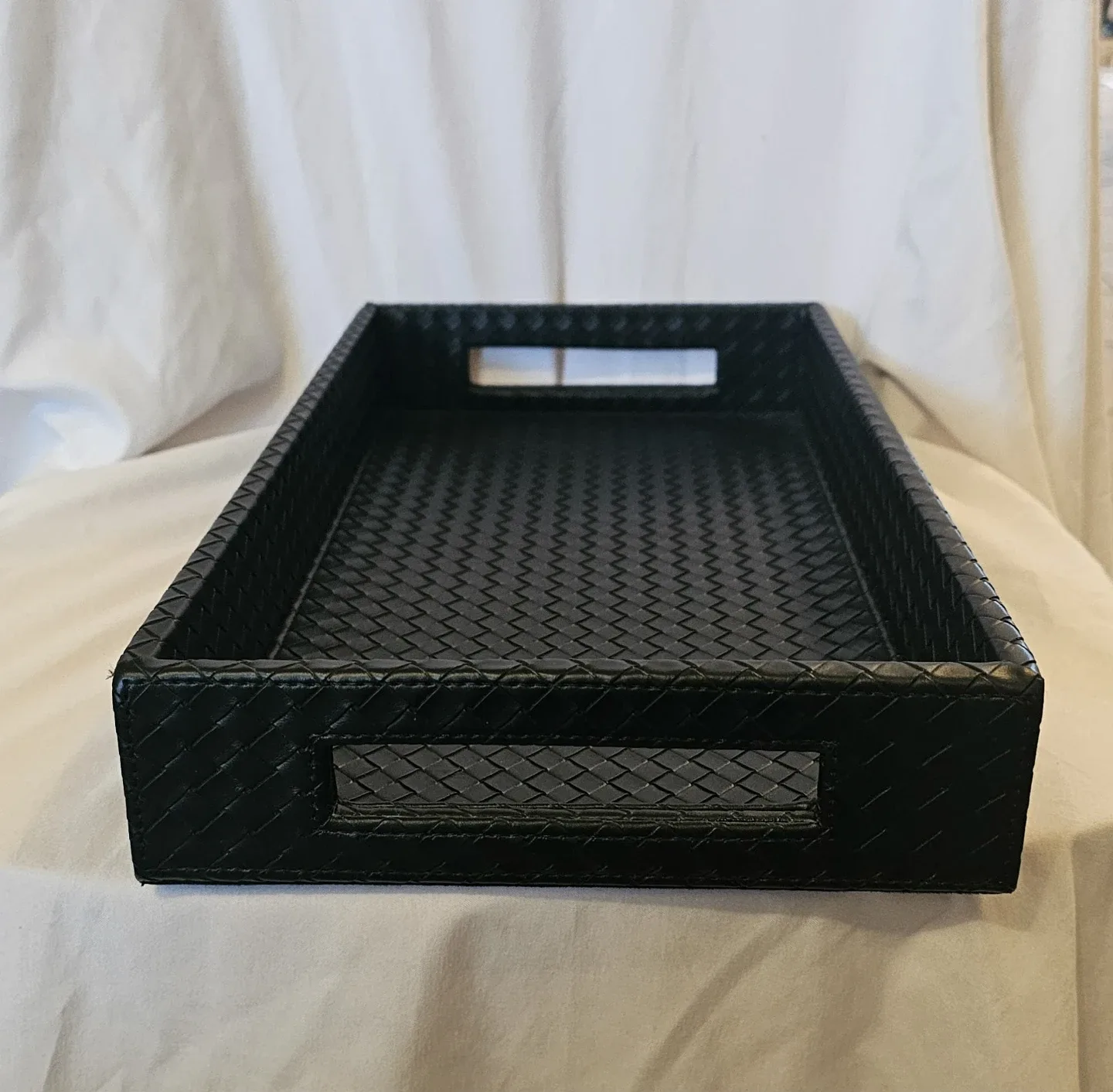 Black Urban Barn Large Fraser Faux Leather Tray image indicator(3)