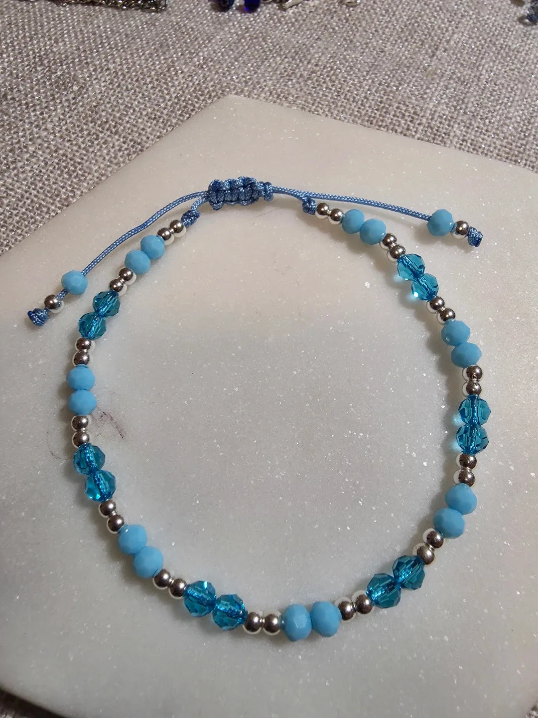 Handmade Beaded Bracelet - Light & Dark Blue image indicator(3)