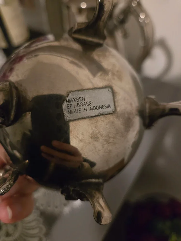 Vintage Brass Silver Plated Tea Set, 3 pcs image indicator(6)