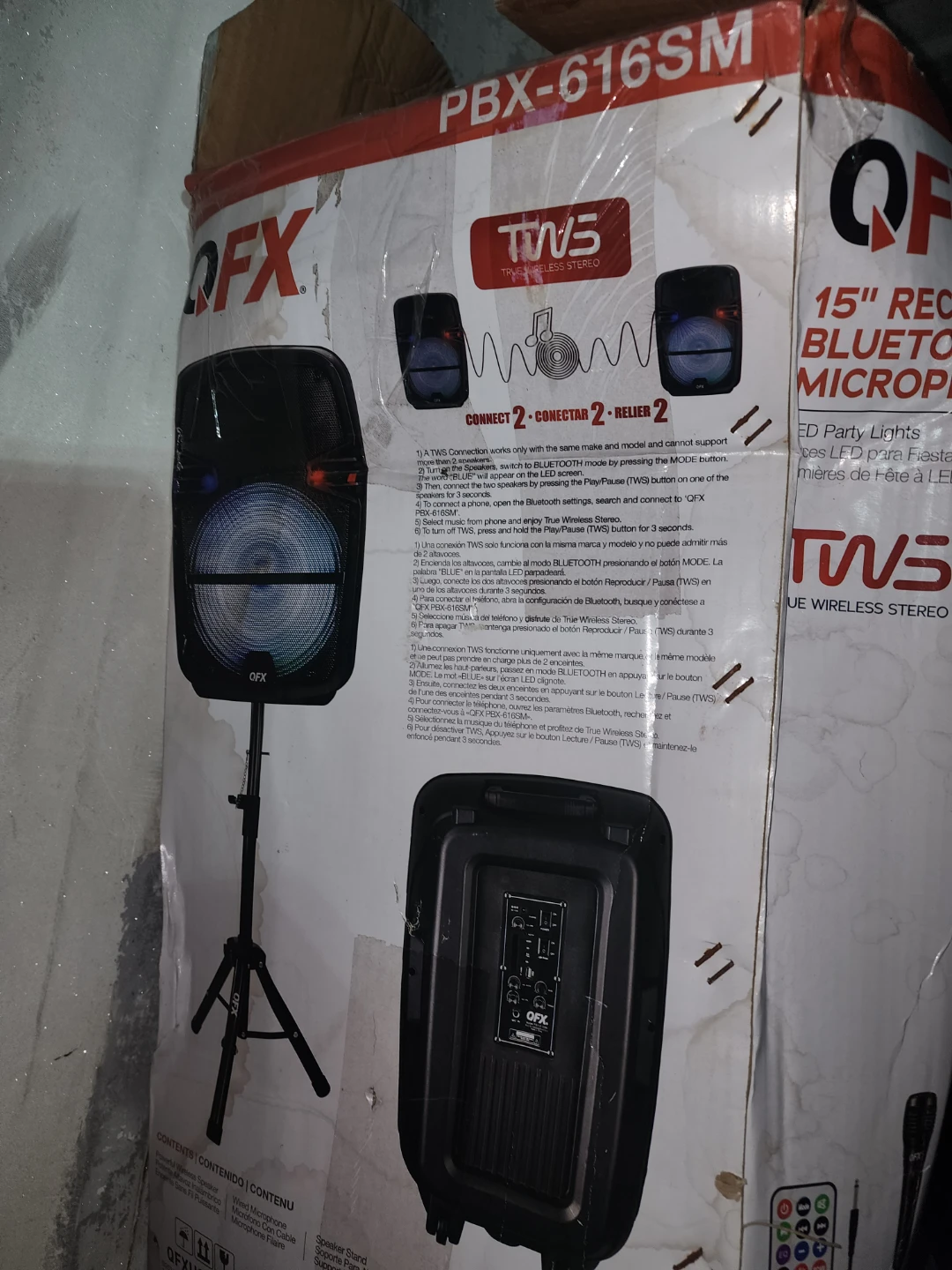 QFX PBX-616SM 15" Rechargeable Bluetooth Speaker w/ Mic & Stand - photo 3