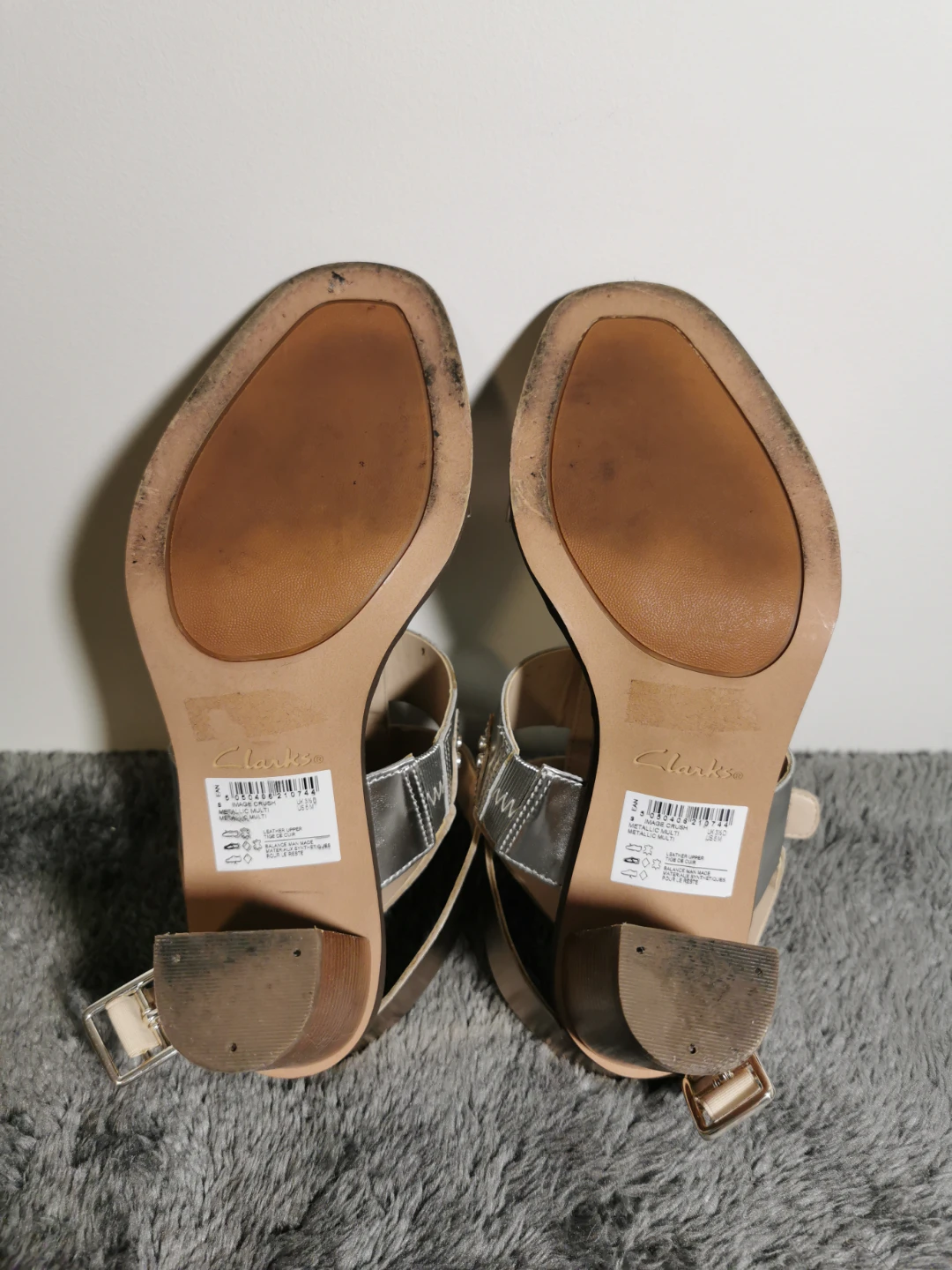Clarks Metallic Heeled Sandals, Size 6 - photo 5