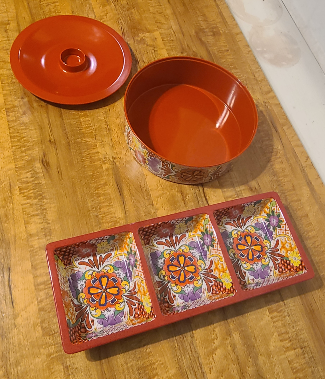 Red Floral Serving Dishes Set - photo 5