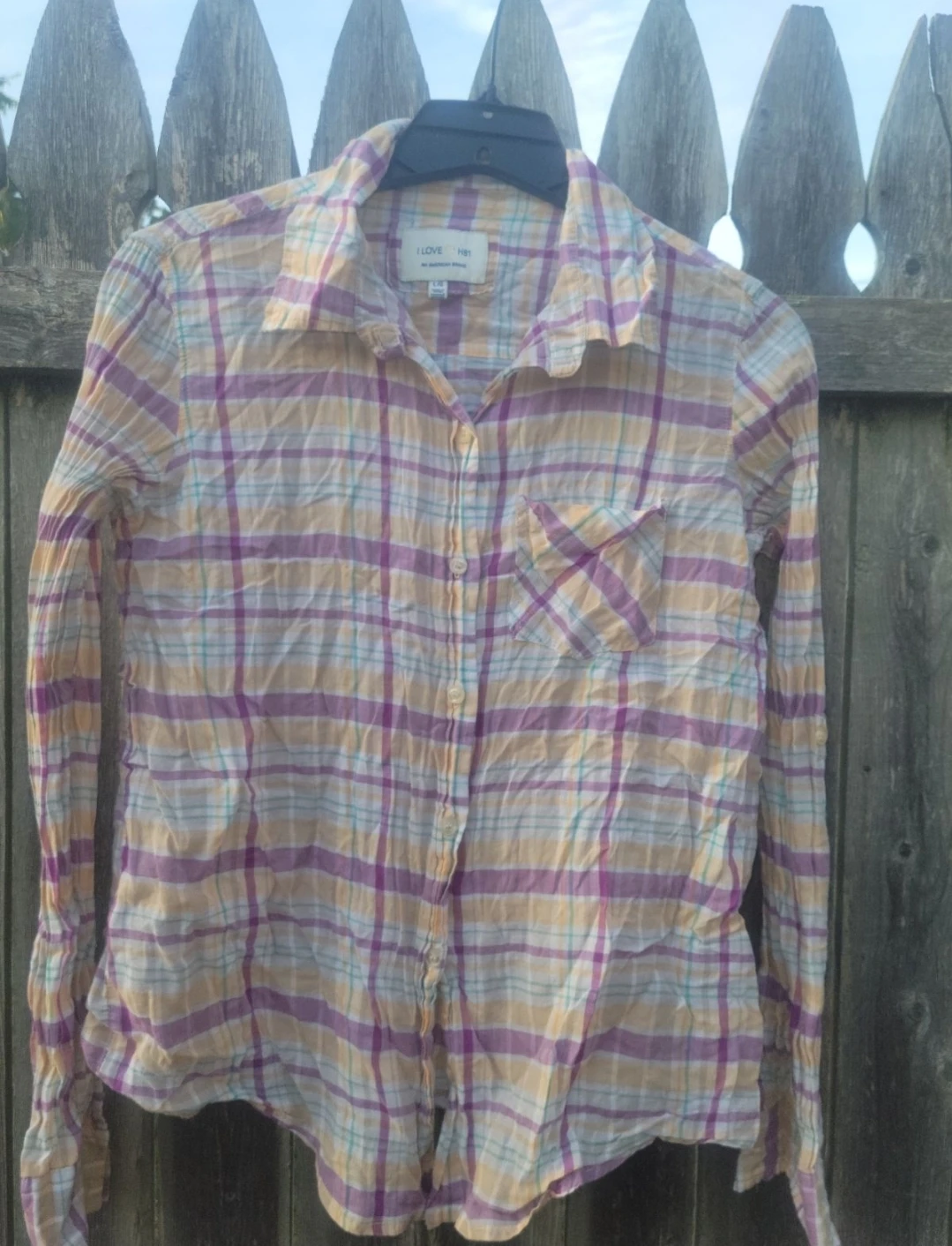 I LOVE H81 Plaid Shirt - Size L/G