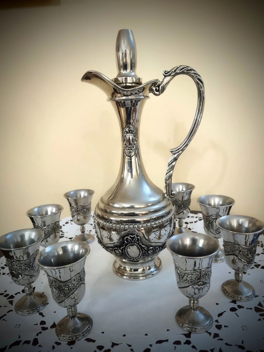 Silver Pitcher & Goblet Set